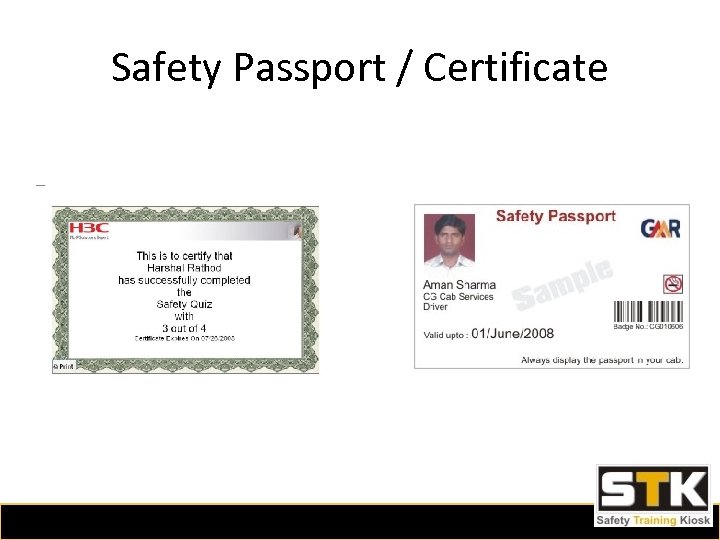 Safety Passport / Certificate 