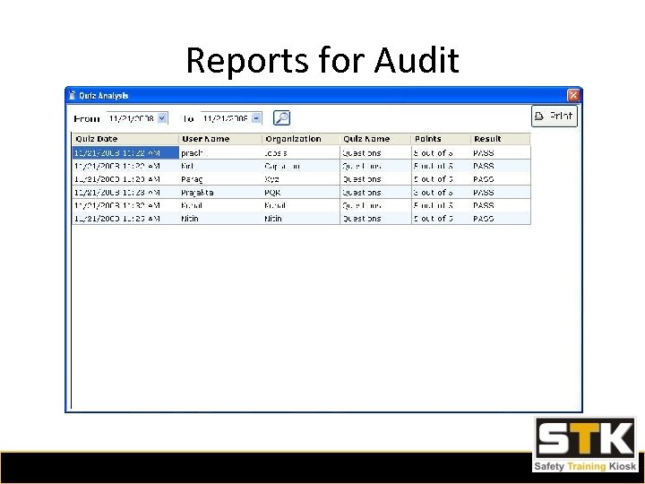 Reports for Audit 