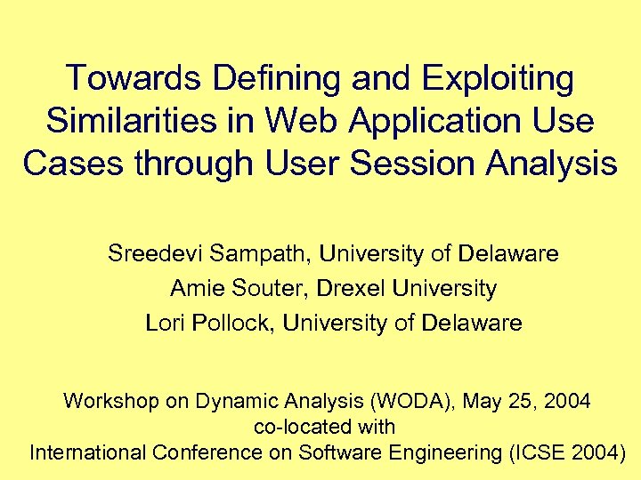 Towards Defining and Exploiting Similarities in Web Application Use Cases through User Session Analysis
