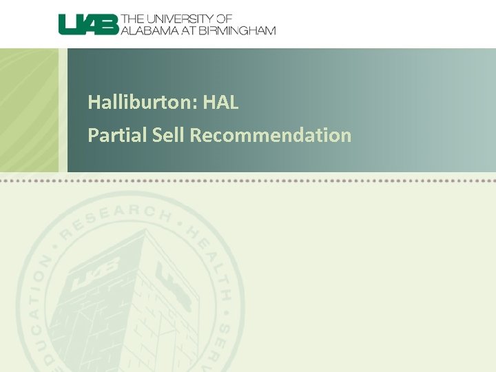 Halliburton: HAL Partial Sell Recommendation 