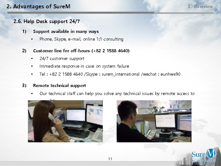 2. Advantages of Sure. M Ⅰ. Overview 2. 6. Help Desk support 24/7 1)