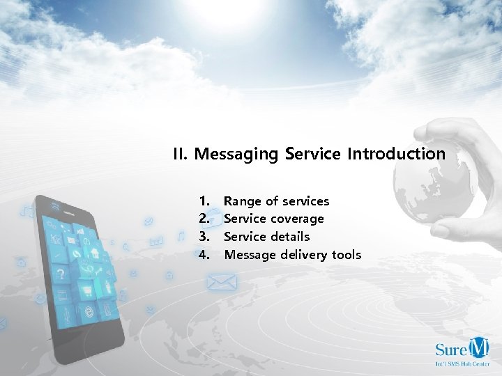 II. Messaging Service Introduction 1. 2. 3. 4. Range of services Service coverage Service