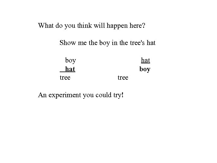 What do you think will happen here? Show me the boy in the tree's
