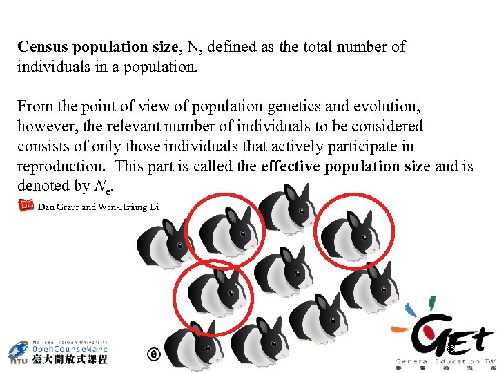 Census population size, N, defined as the total number of individuals in a population.