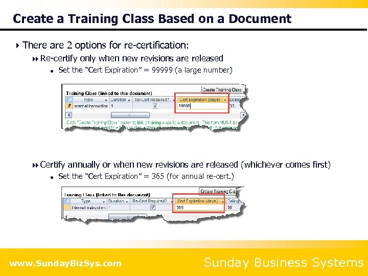 Create a Training Class Based on a Document 4 There are 2 options for