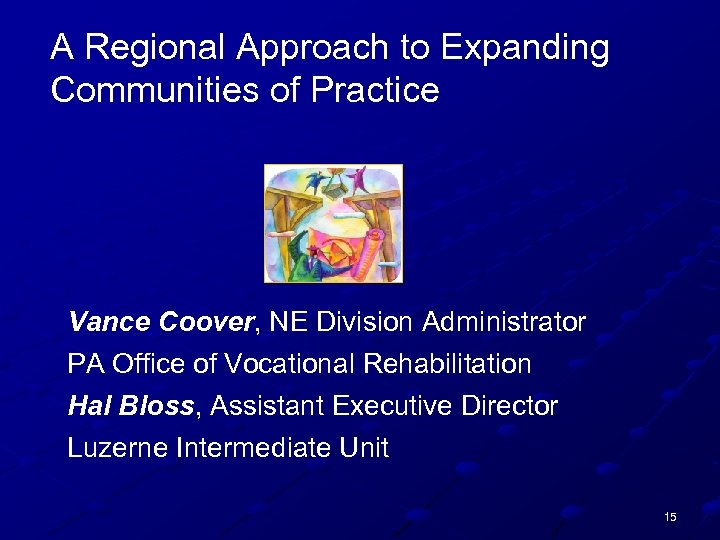 A Regional Approach to Expanding Communities of Practice Vance Coover, NE Division Administrator PA