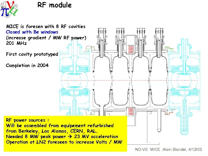 RF module MICE is foresen with 8 RF cavities Closed with Be windows (increase