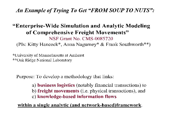 An Example of Trying To Get “FROM SOUP TO NUTS”: 