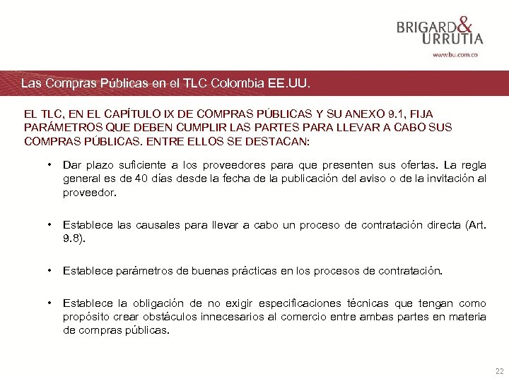 Las Compras Públicas en el TLC Colombia EE. UU. EL TLC, EN EL CAPÍTULO
