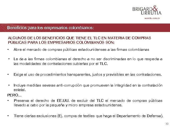 Beneficios para los empresarios colombianos: ALGUNOS DE LOS BENEFICIOS QUE TIENE EL TLC EN