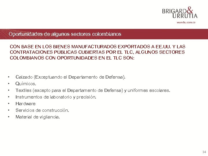 Oportunidades de algunos sectores colombianos CON BASE EN LOS BIENES MANUFACTURADOS EXPORTADOS A EE.