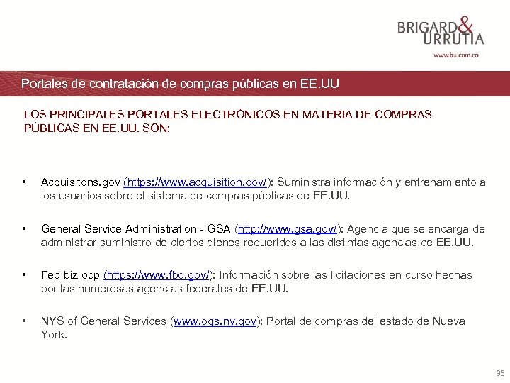 Portales de contratación de compras públicas en EE. UU LOS PRINCIPALES PORTALES ELECTRÓNICOS EN