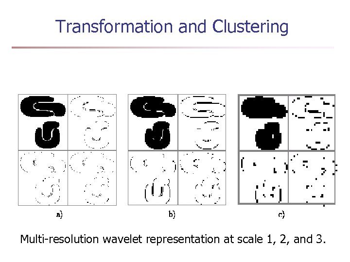 Transformation and Clustering Multi-resolution wavelet representation at scale 1, 2, and 3. 