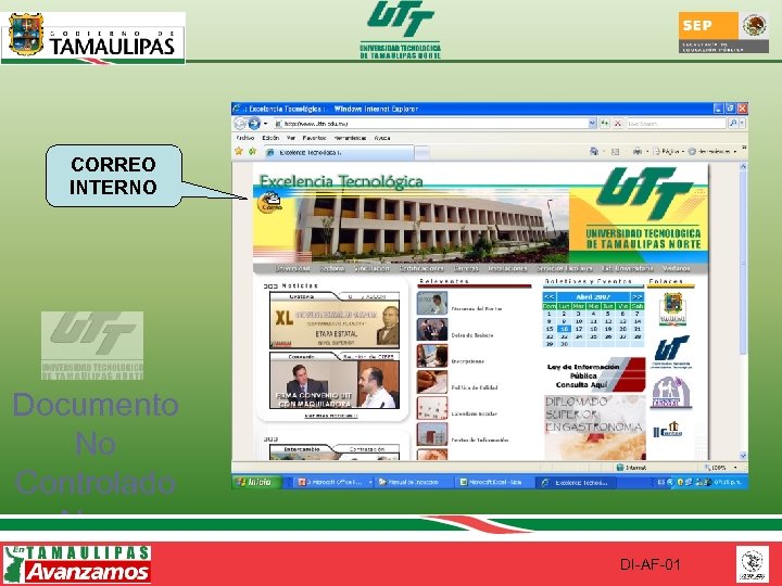 CORREO INTERNO Documento No Controlado Al ser impreso DI-AF-01 