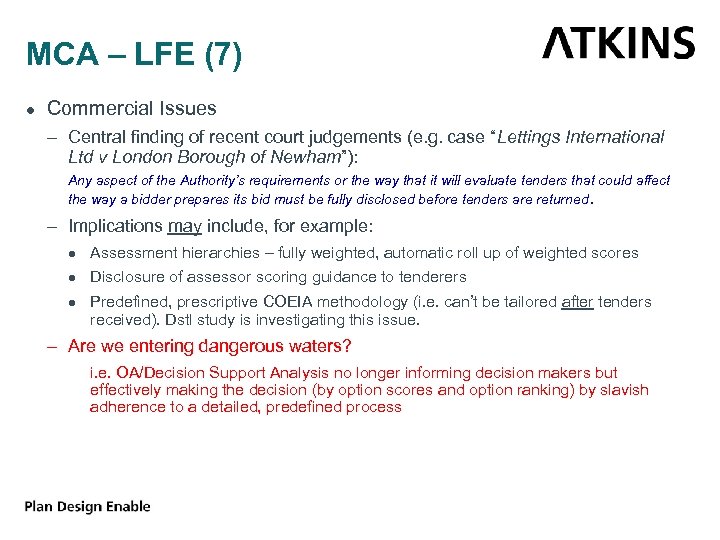 MCA – LFE (7) ● Commercial Issues – Central finding of recent court judgements