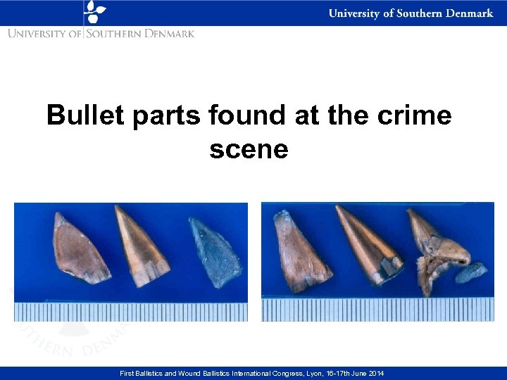 Bullet parts found at the crime scene First Ballistics and Wound Ballistics International Congress,