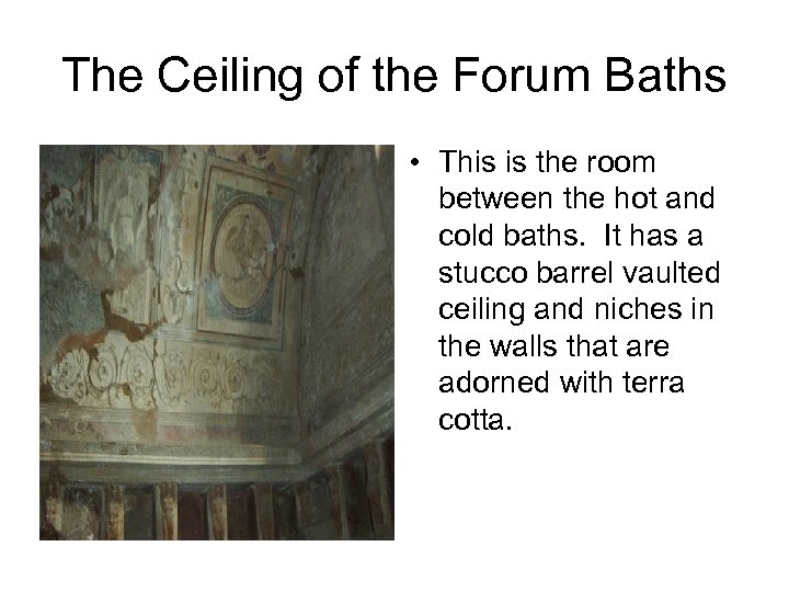 The Ceiling of the Forum Baths • This is the room between the hot