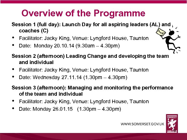 Overview of the Programme Session 1 (full day): Launch Day for all aspiring leaders