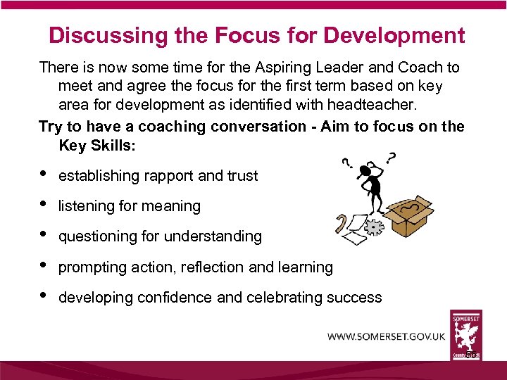 Discussing the Focus for Development There is now some time for the Aspiring Leader