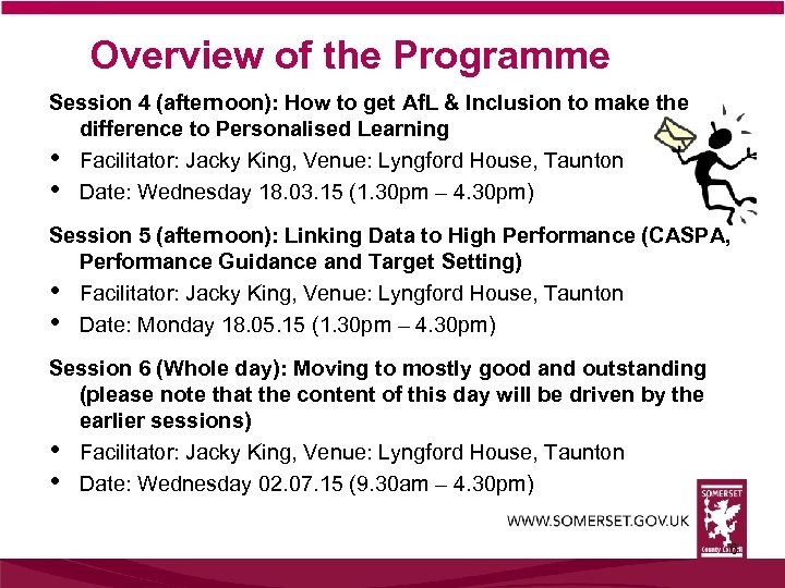 Overview of the Programme Session 4 (afternoon): How to get Af. L & Inclusion