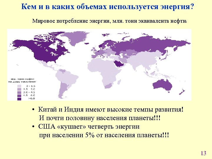 Кем и в каких объемах используется энергия? Мировое потребление энергии, млн. тонн эквивалента нефти: