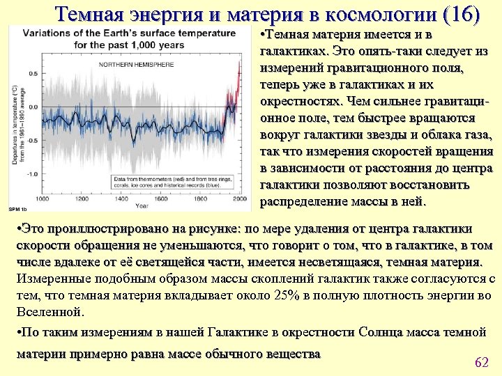 Темная энергия и материя в космологии (16) • Темная материя имеется и в галактиках.