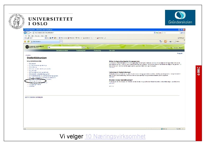 2009 Vi velger 10 Næringsvirksomhet 