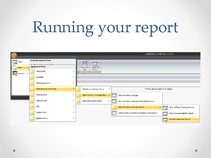 Running your report 