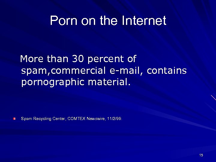 Porn on the Internet More than 30 percent of spam, commercial e-mail, contains pornographic