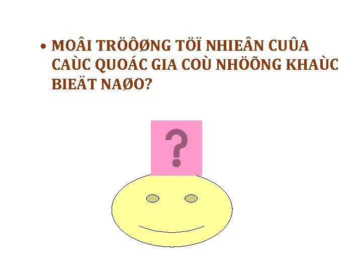  • MO I TRÖÔØNG TÖÏ NHIE N CUÛA CAÙC QUOÁC GIA COÙ NHÖÕNG