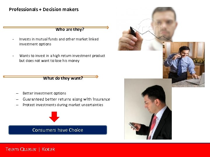 Professionals + Decision makers Who are they? - Invests in mutual funds and other