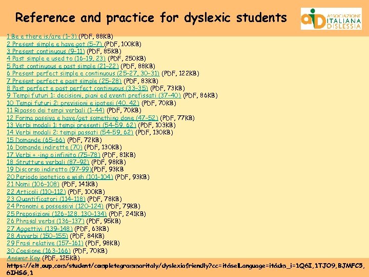Reference and practice for dyslexic students 1 Be e there is/are (1– 3) (PDF,