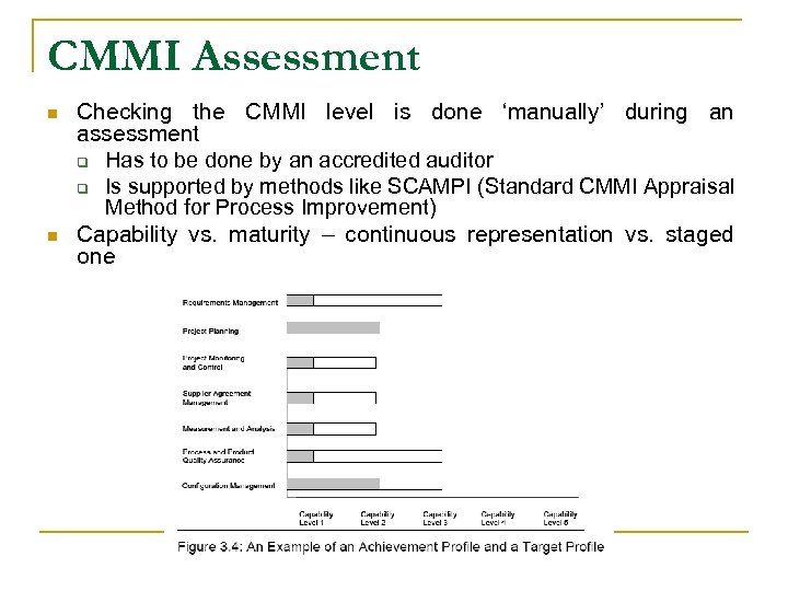 CMMI Assessment n n Checking the CMMI level is done ‘manually’ during an assessment