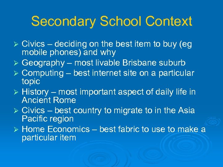 Secondary School Context Civics – deciding on the best item to buy (eg mobile