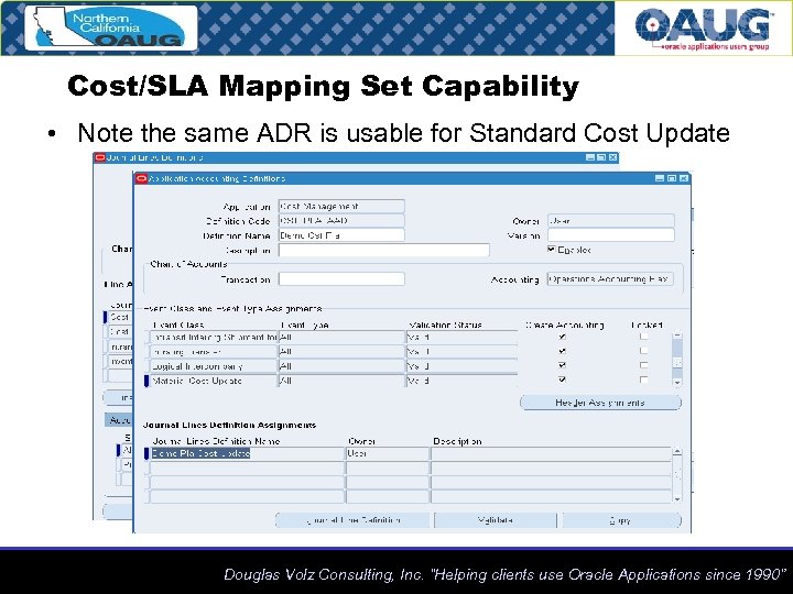 Cost/SLA Mapping Set Capability • Note the same ADR is usable for Standard Cost