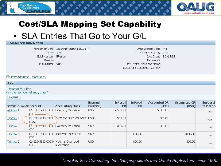 Cost/SLA Mapping Set Capability • SLA Entries That Go to Your G/L Douglas Volz