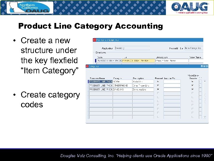 Product Line Category Accounting • Create a new structure under the key flexfield “Item