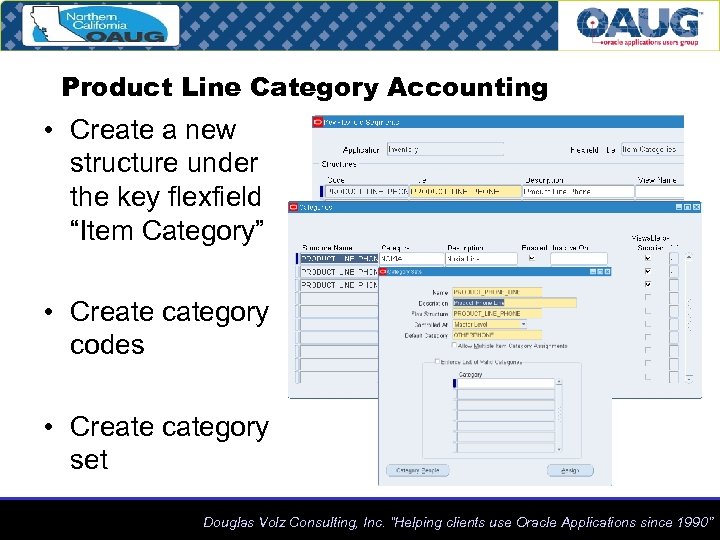 Product Line Category Accounting • Create a new structure under the key flexfield “Item