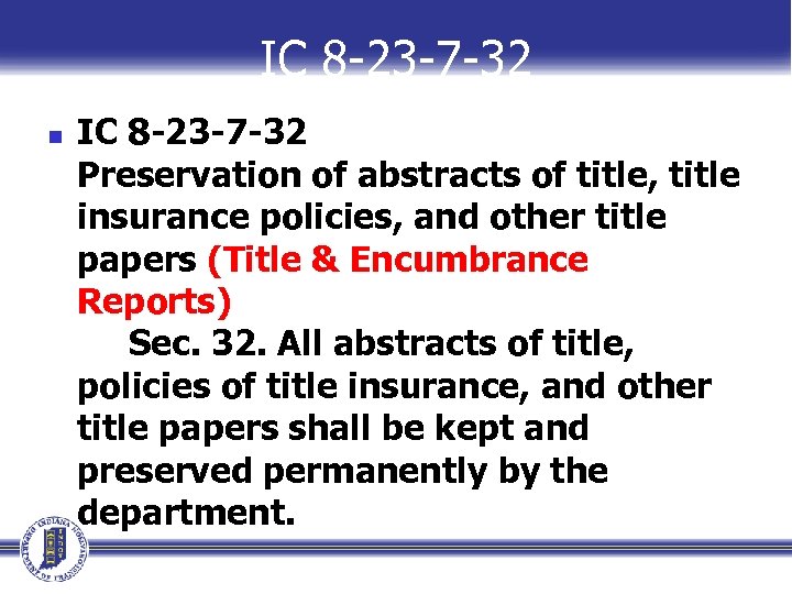 IC 8 -23 -7 -32 n IC 8 -23 -7 -32 Preservation of abstracts