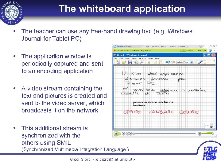 The whiteboard application • The teacher can use any free-hand drawing tool (e. g.