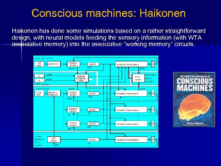 Conscious machines: Haikonen has done some simulations based on a rather straightforward design, with