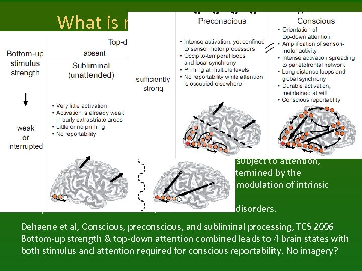 What is needed for imagery? Sensory cortex, for example V 4 for color, MT