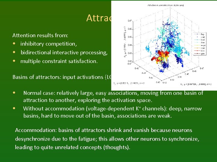 Attractors Attention results from: • inhibitory competition, • bidirectional interactive processing, • multiple constraint