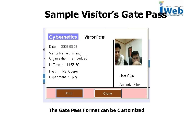 Sample Visitor’s Gate Pass The Gate Pass Format can be Customized 