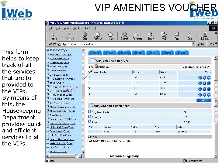 VIP AMENITIES VOUCHER This form helps to keep track of all the services that