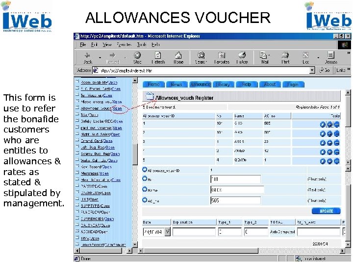 ALLOWANCES VOUCHER This form is use to refer the bonafide customers who are entitles