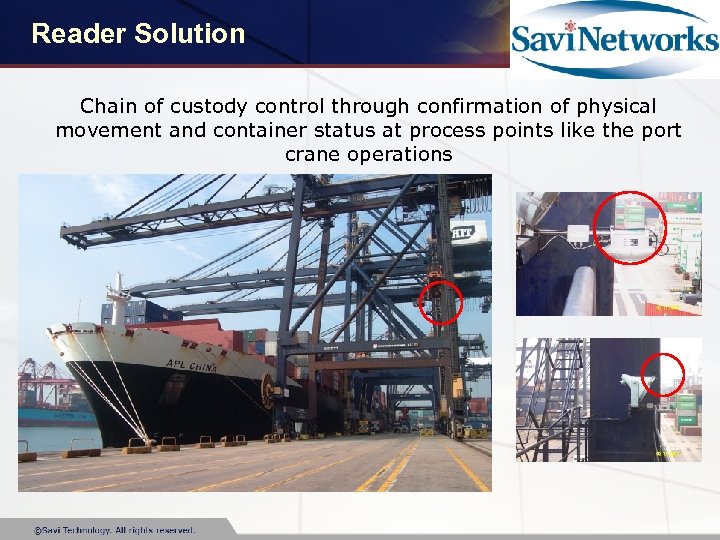 Reader Solution Chain of custody control through confirmation of physical movement and container status