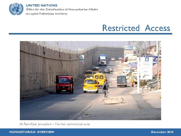 UNITED NATIONS Office for the Coordination of Humanitarian Affairs occupied Palestinian territory Restricted Access