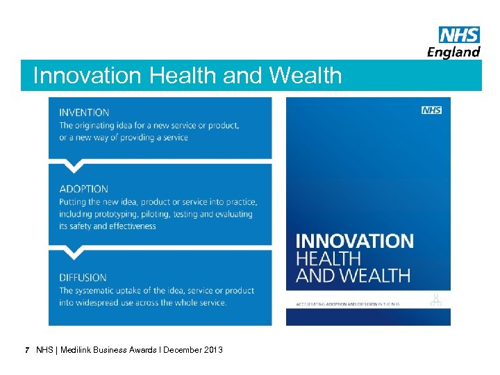 Innovation Health and Wealth 7 NHS | Medilink Business Awards l December 2013 