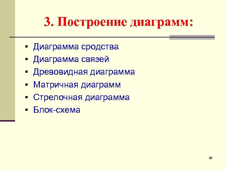 3. Построение диаграмм: § Диаграмма сродства § Диаграмма связей § Древовидная диаграмма § Матричная